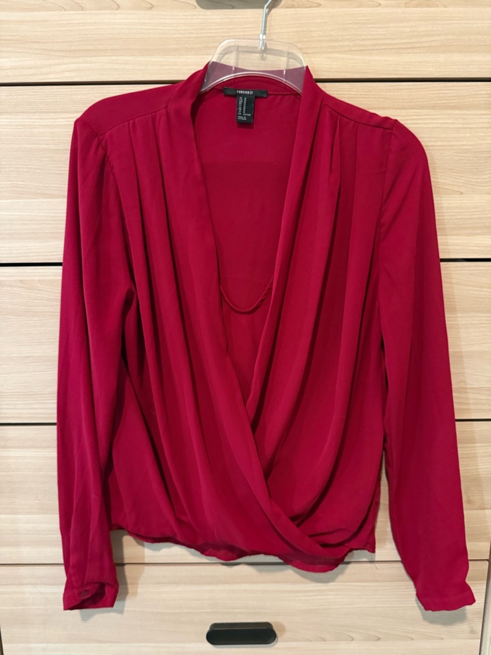 Forever 21 Draped Surplice Blouse - Red